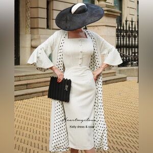 Pinstripe Polka dot Reversible Kelly coat Duster coat retro vintage pin up